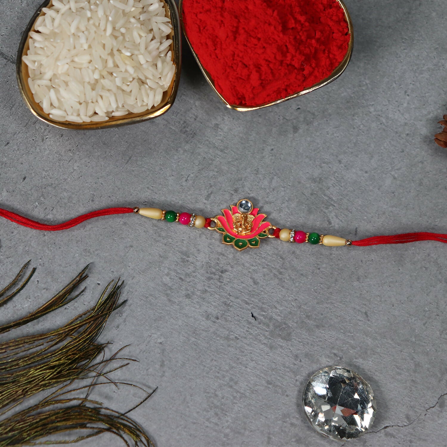 Ganesh Lotus Leaf Designer Motif Rakhi Ganesh Lotus Leaf Designer Motif Rakhi